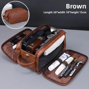 Multi Pockets PU Toiletry Bag For Men - Thumbnail Image 7