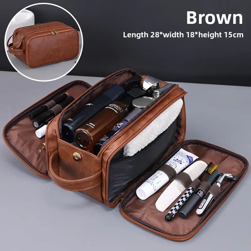 Multi Pockets PU Toiletry Bag For Men - Image 7