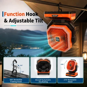 Portable Camping Fan Rechargeable Battery - Thumbnail Image 2