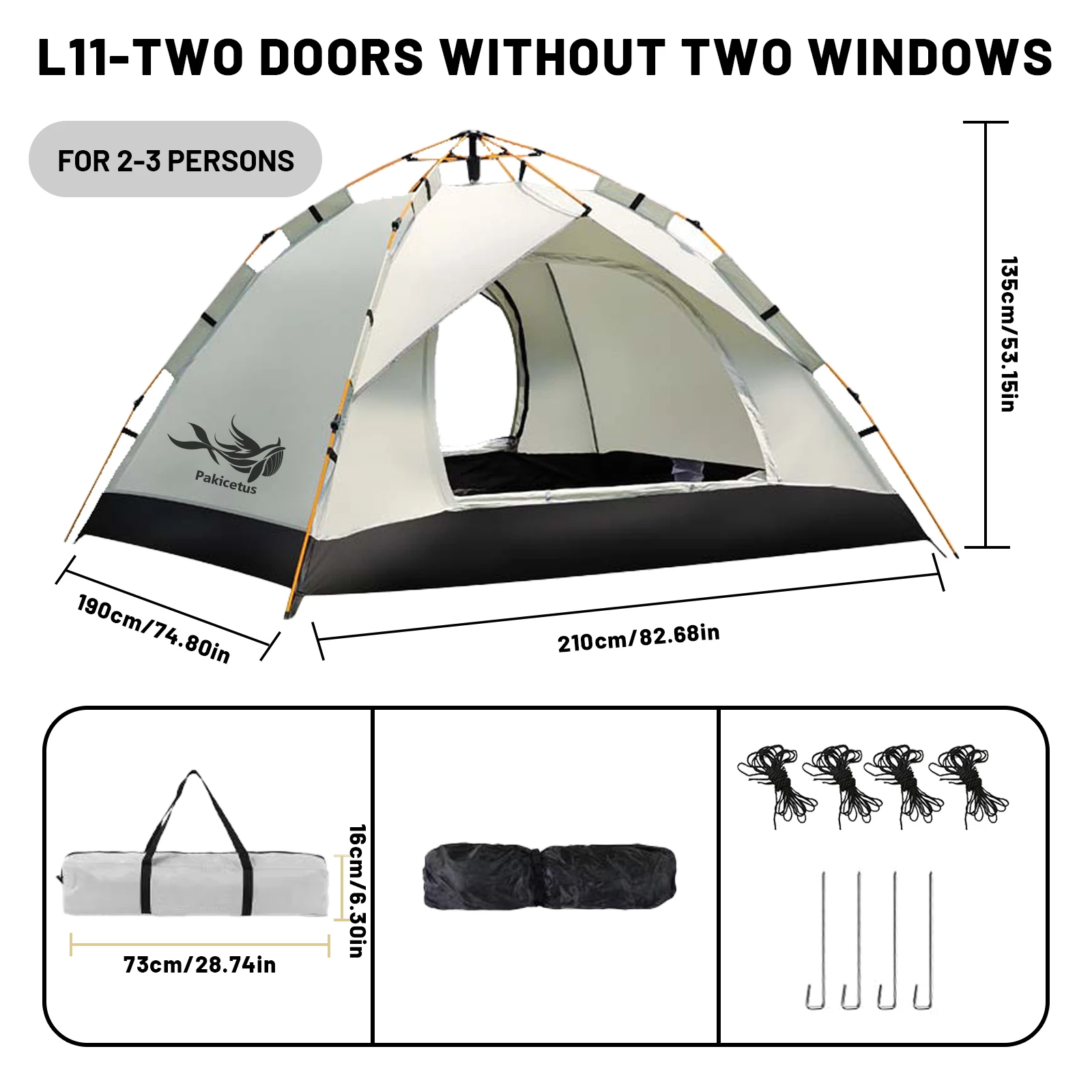 2-4 Person Automatic Pop Up Camping Tent, - Image 8
