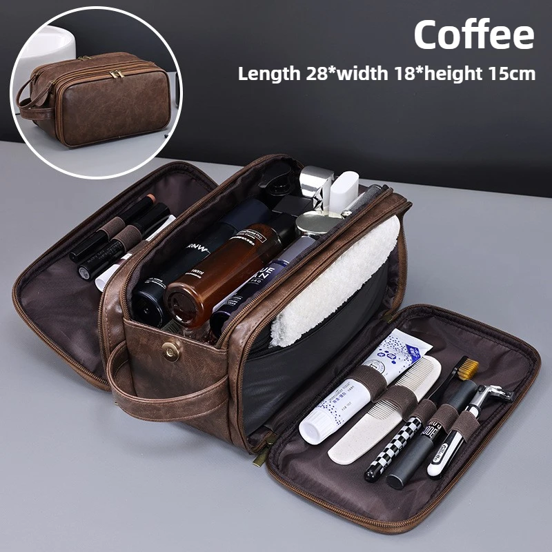Multi Pockets PU Toiletry Bag For Men - Image 6