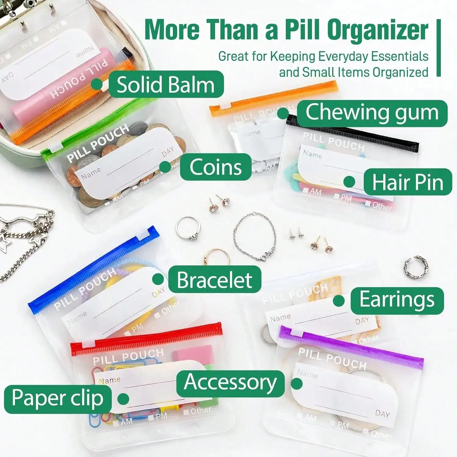Waterproof Zipper Medicine Pouches Set, - Image 4