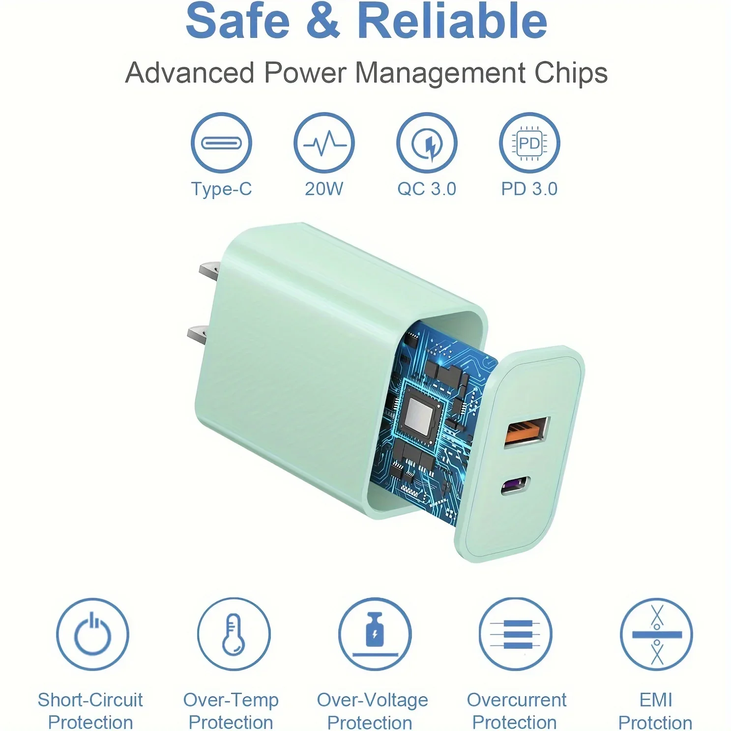 20W USB C fast Charger Power Adapter with 6FT Cable Type C - Image 6