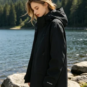 Women Color Hooded Rain Jacket