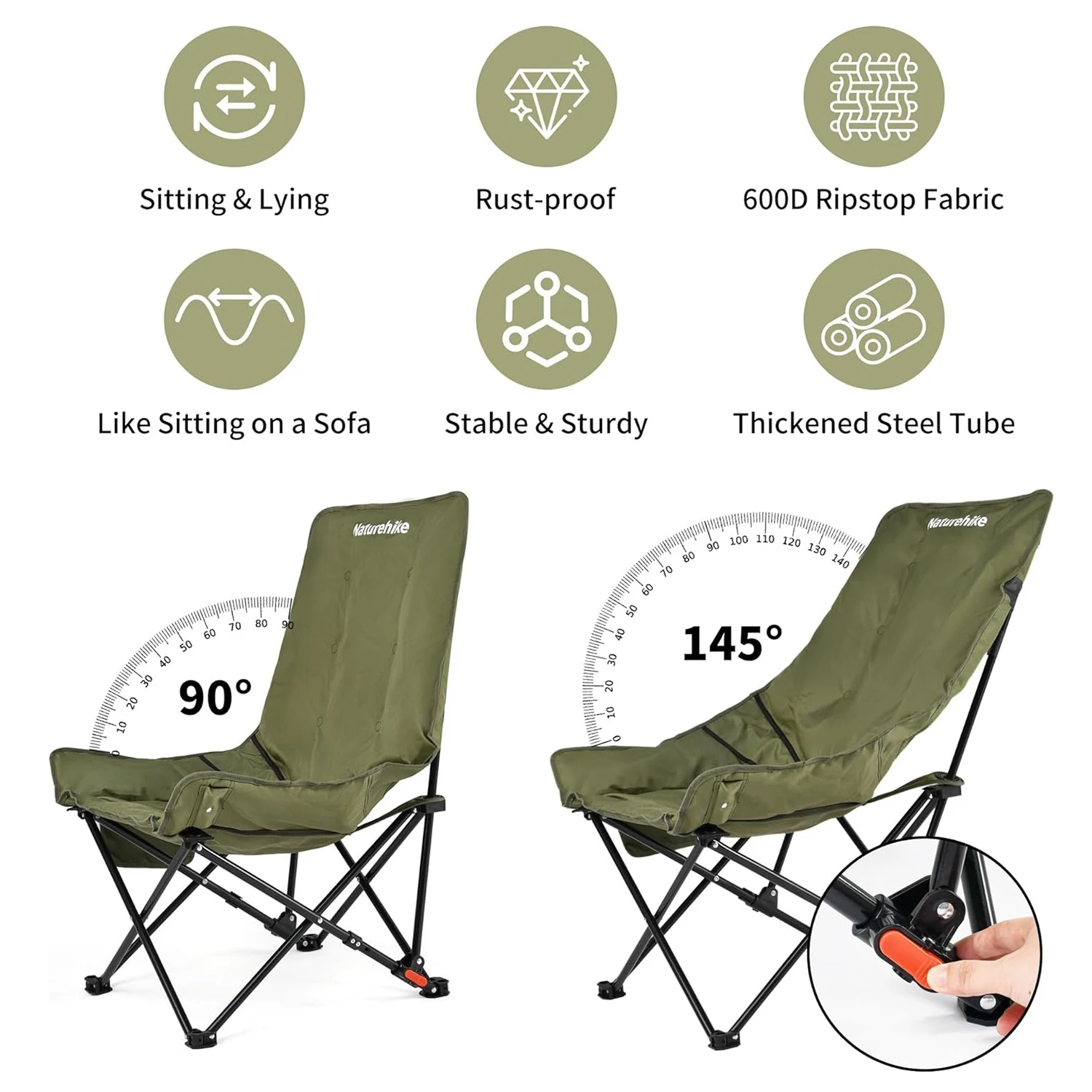 High Back Folding Adjustable Lounge Chair - Image 1
