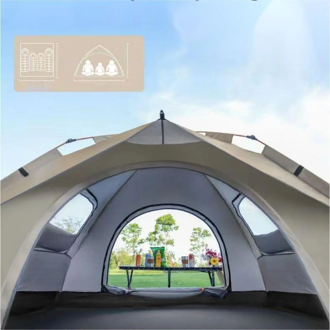 Outdoor Camping Tent Two Doors and Two Windows - Image 1
