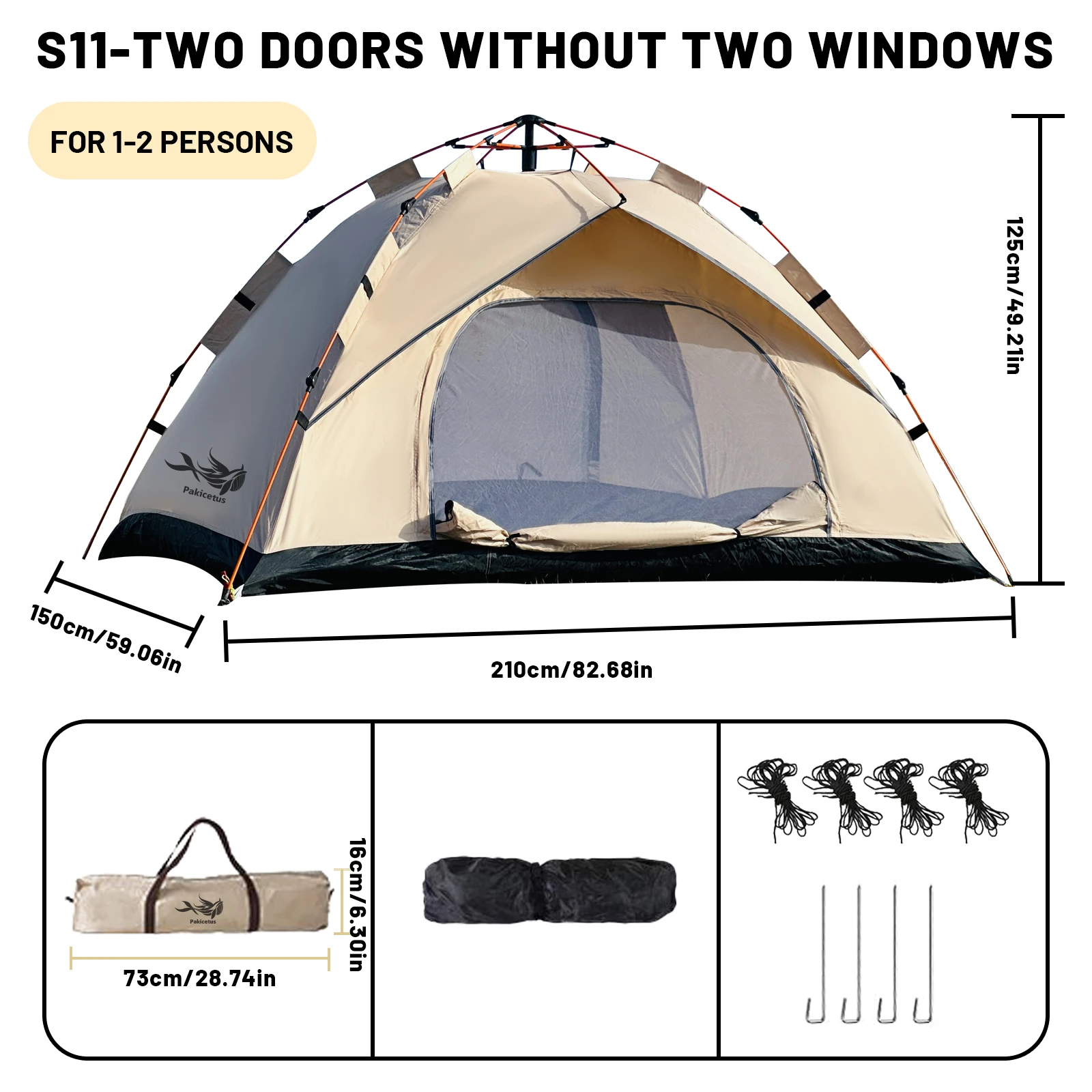 2-4 Person Automatic Pop Up Camping Tent, - Image 9