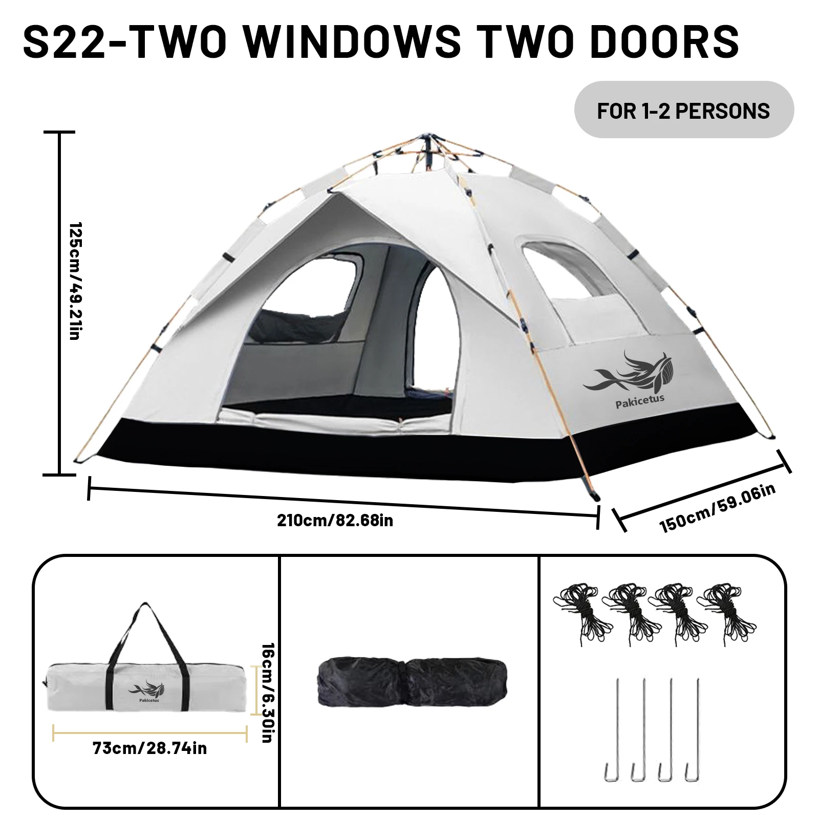 2-4 Person Automatic Pop Up Camping Tent, - Image 6