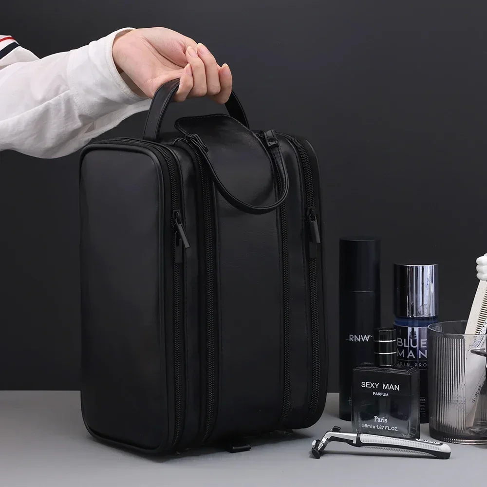 Multi Pockets PU Toiletry Bag For Men - Image 8